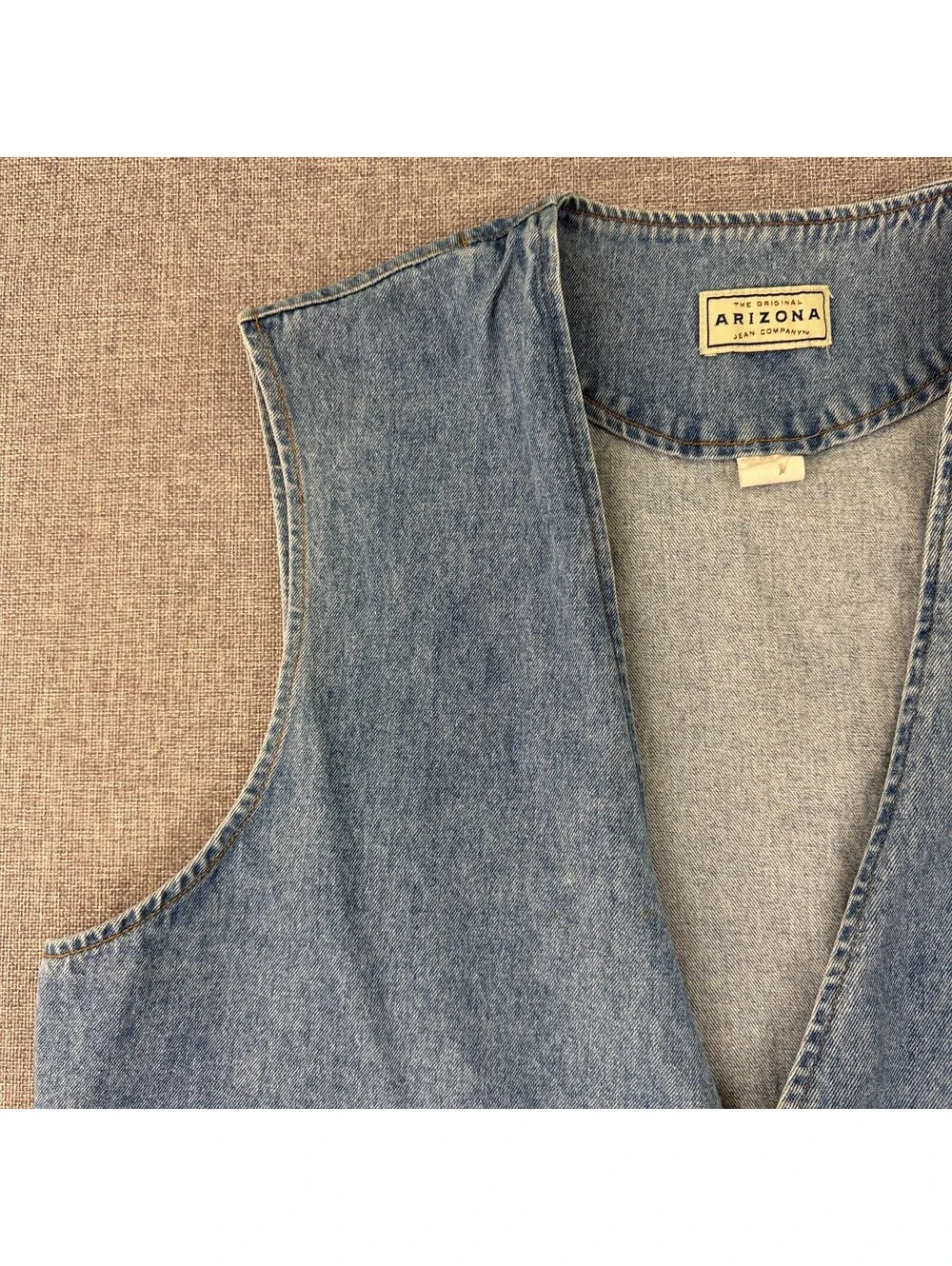 Vintage 90s Arizona Jean Co Denim Vest Size Large Western Buckle Back 3 Button